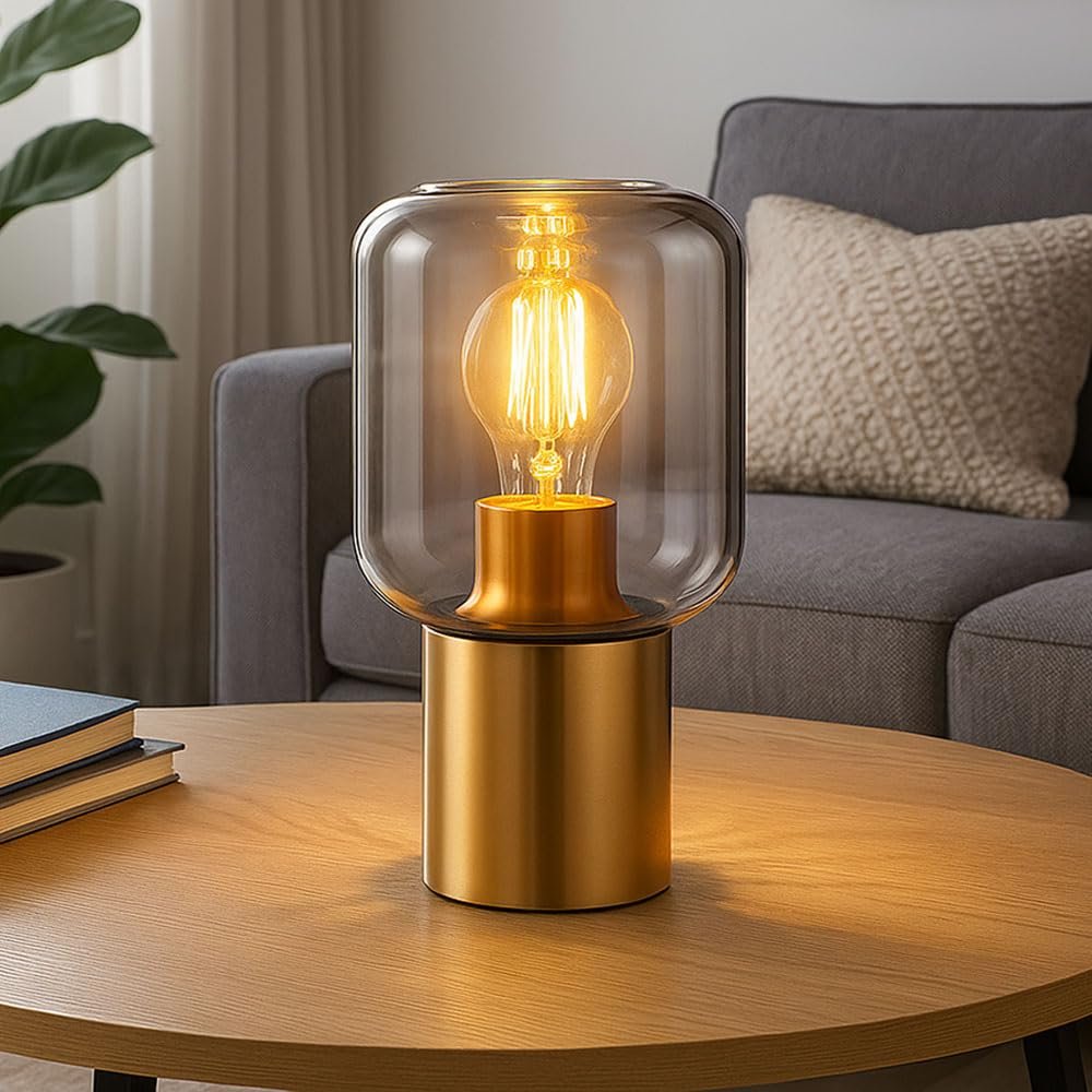 Настольная лампа Латунь Стекло Высота 24 см, фото №4