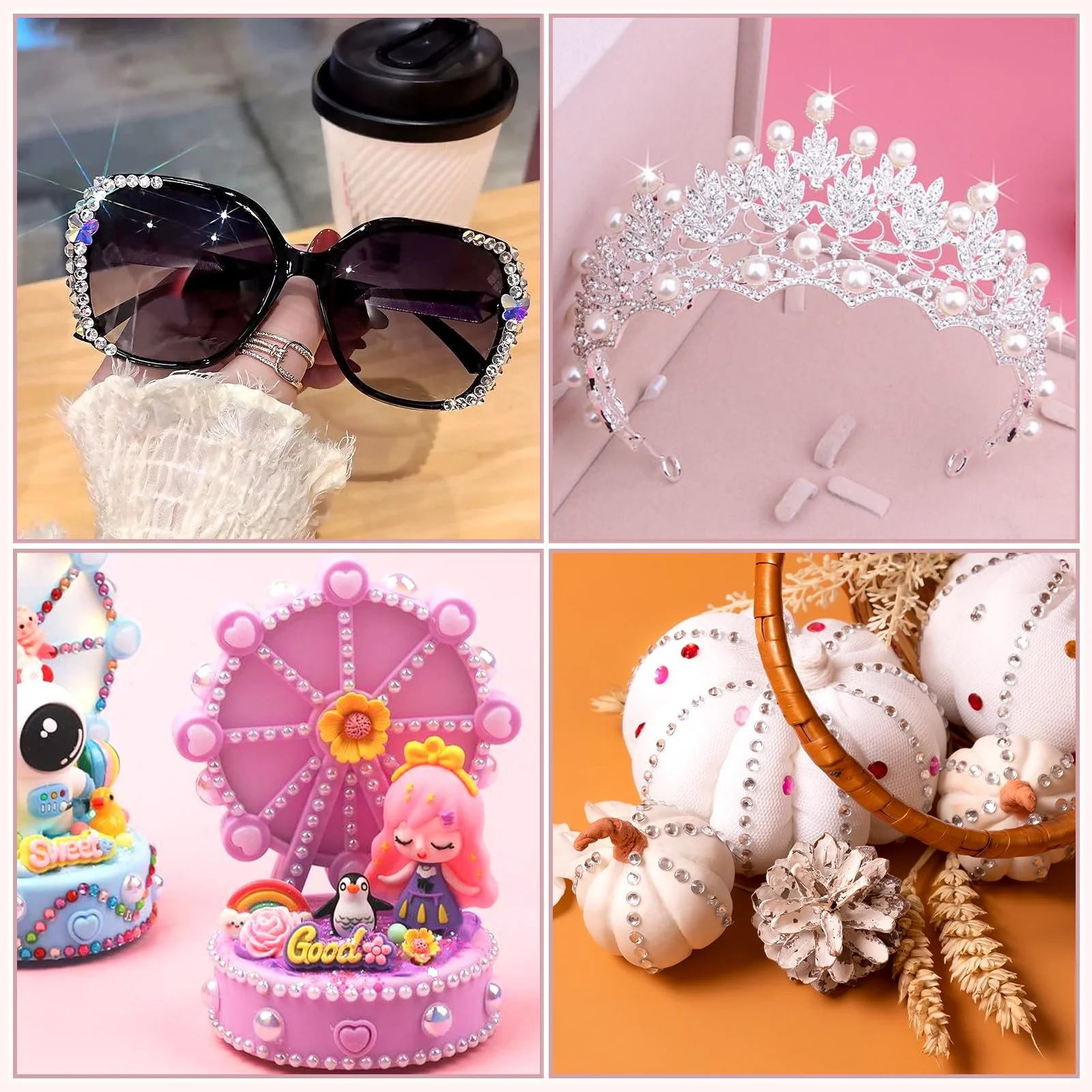 Блискітки 850 штук блискучих самоклеючих каменів, 5 листів страз, фото №6