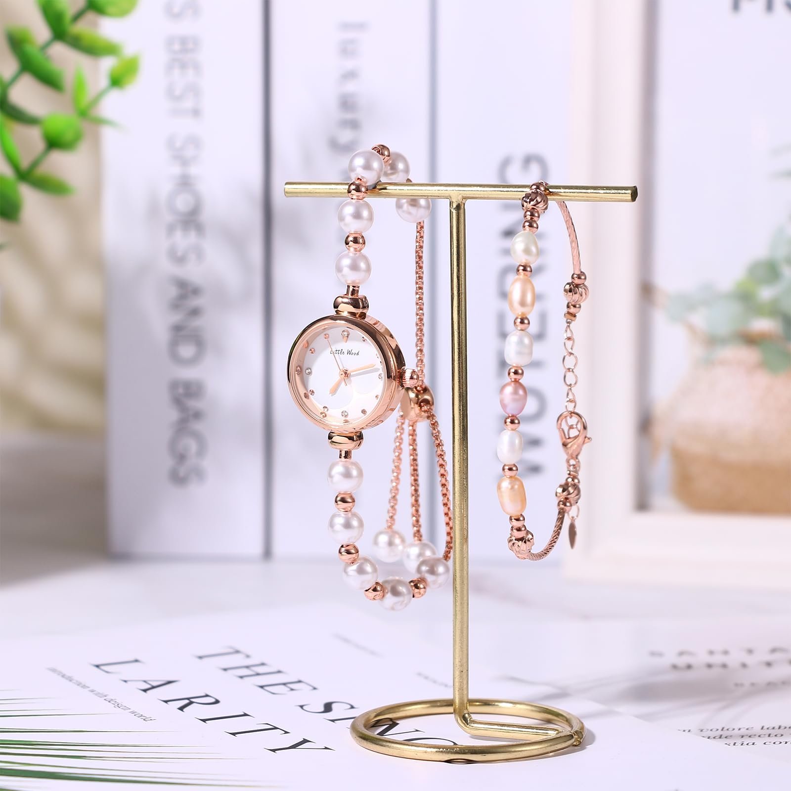 Женские часы-браслет JewelryWe Набор ювелирных изделий Женские аналоговые кварцевые часы Элегантные часы с жемчужным браслетом Браслет бесконечности Регулируемый браслет Розовое золото Серебро Подарок для женщин Девушек, фото №7