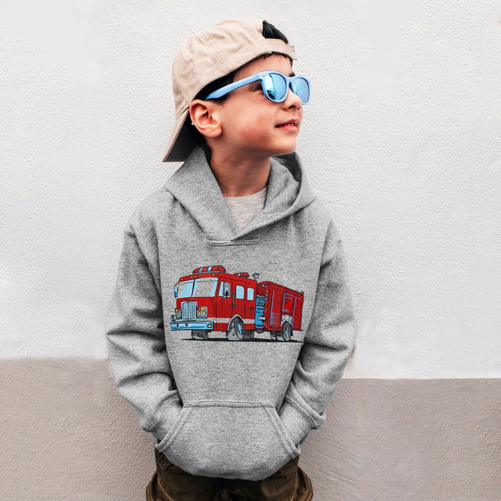 Пуловер з капюшоном для хлопчиків з принтом пожежної бригади, фото №3