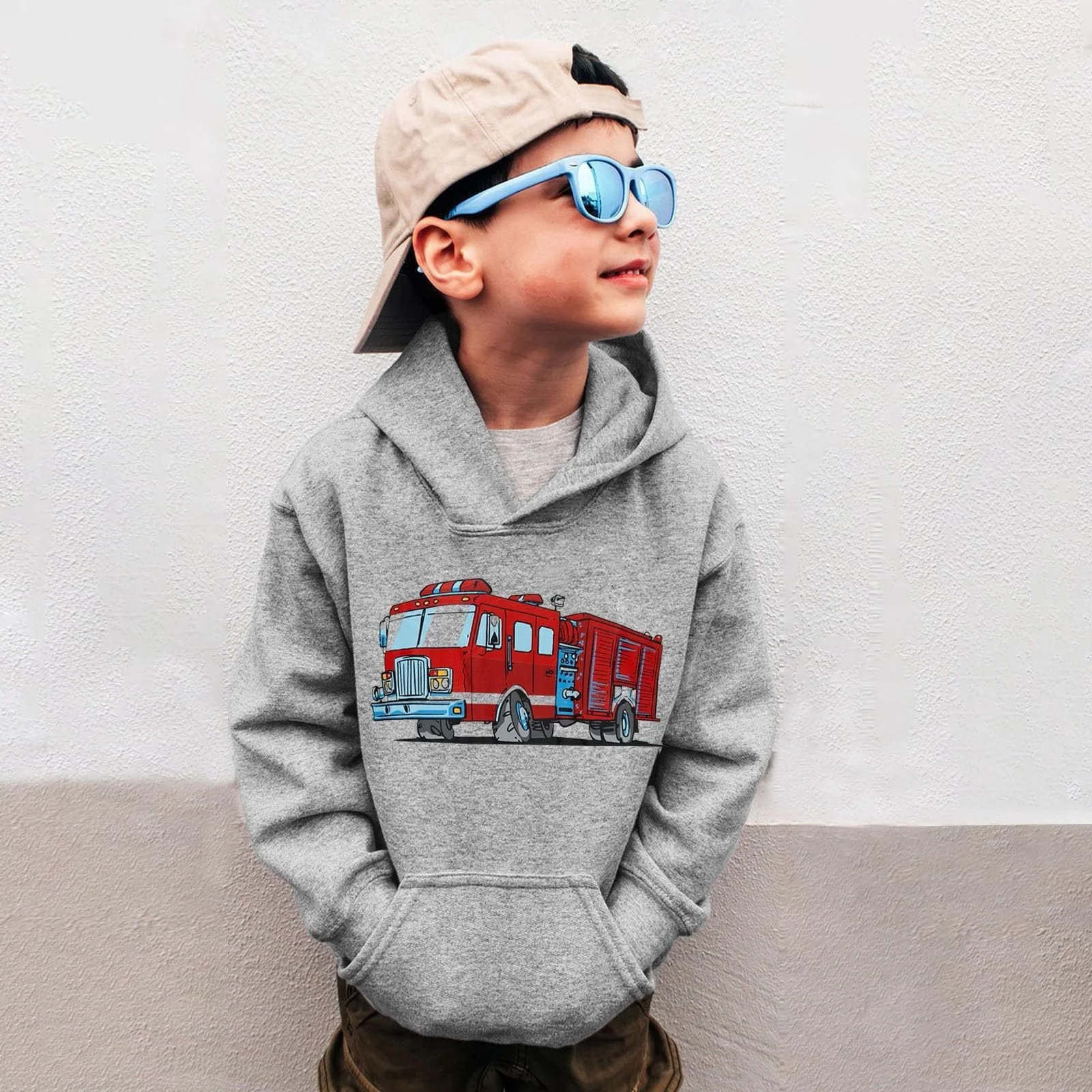 Пуловер з капюшоном для хлопчиків з принтом пожежної бригади, фото №3 Пуловер з капюшоном для хлопчиків з принтом пожежної бригади, фото №3