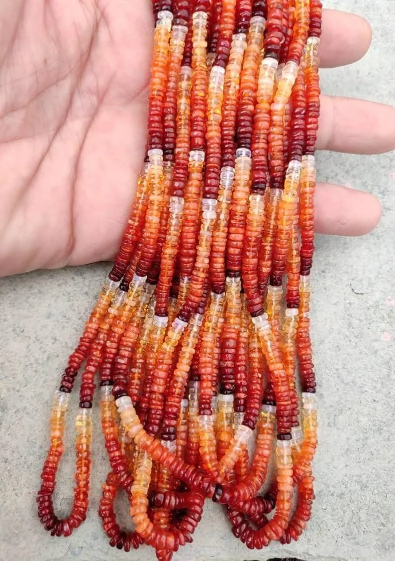 Бусины Круглые Мексиканский Огненный Опал 5-6 мм, нить длиной 40.5 см, камни для ожерелья и браслетов, фото №2