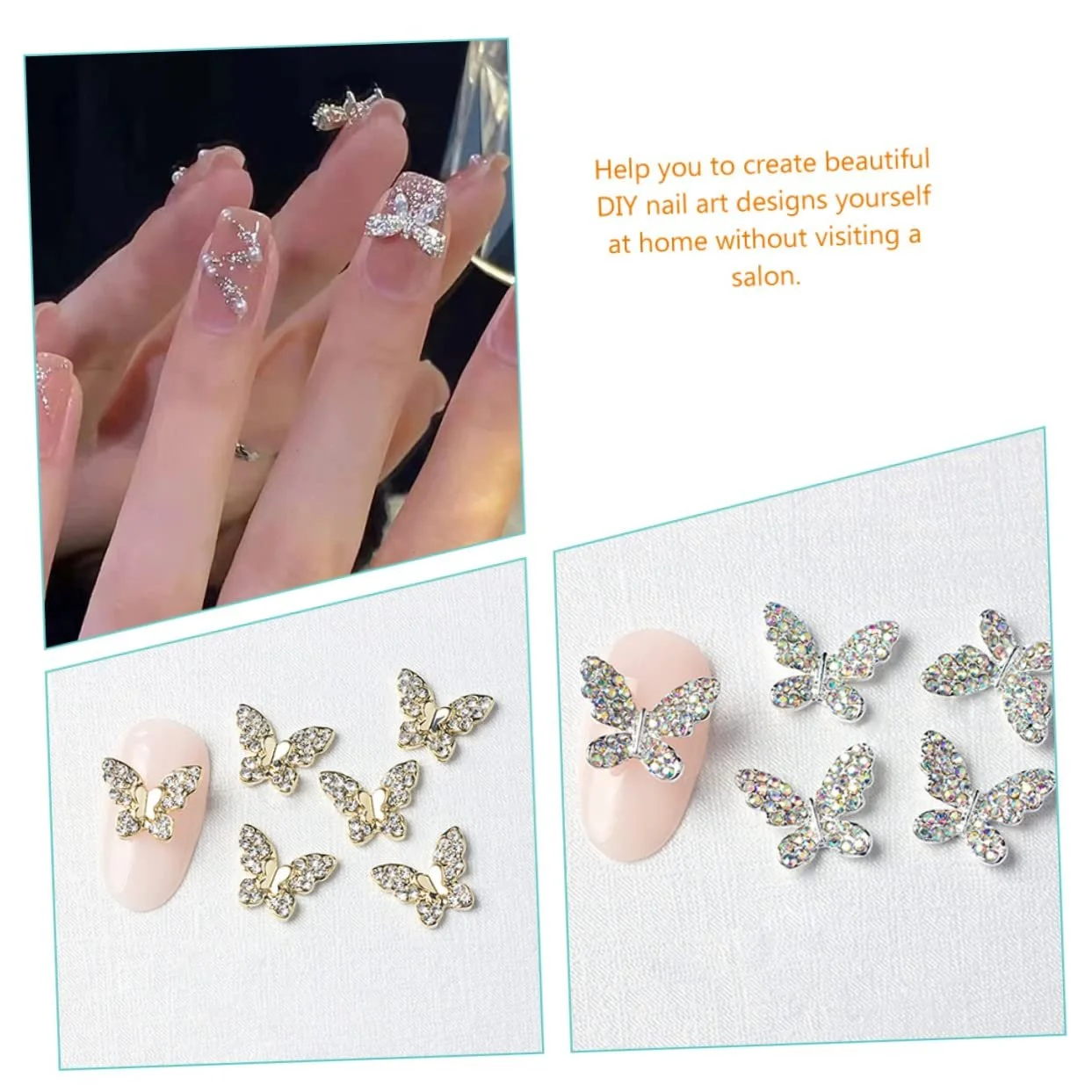 Прикраса для нігтів Метелик Healeved, набір 66 шт, фото №8