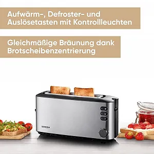 Тостер SEVERIN AT 2515 автоматичний (1000 Вт, 1 камера з довгим слотом, для 2 скибочок хліба) нержавіюча сталь / чорний synthetic.ua - Фото 1