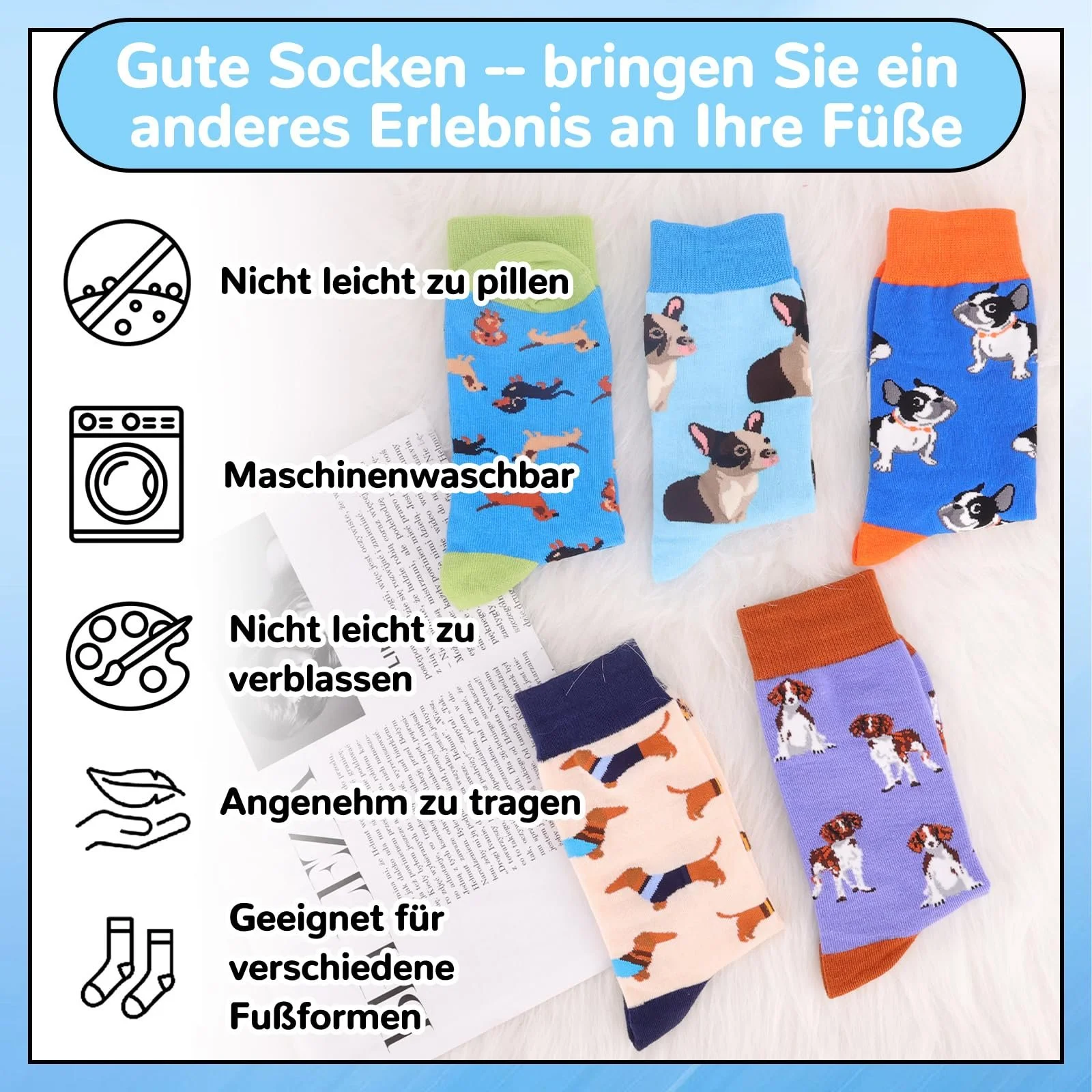 Носки Kaempe, 5 пар, размер 37-44 (36-41), с рисунками, фото №4