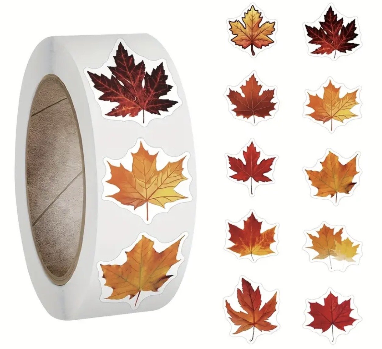 Наклейки для упаковки Осенние листья, набор 10 штук, фото №1