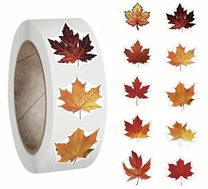 Наліпки для пакування Осінні листочки, набір 10 штук - Фото 1