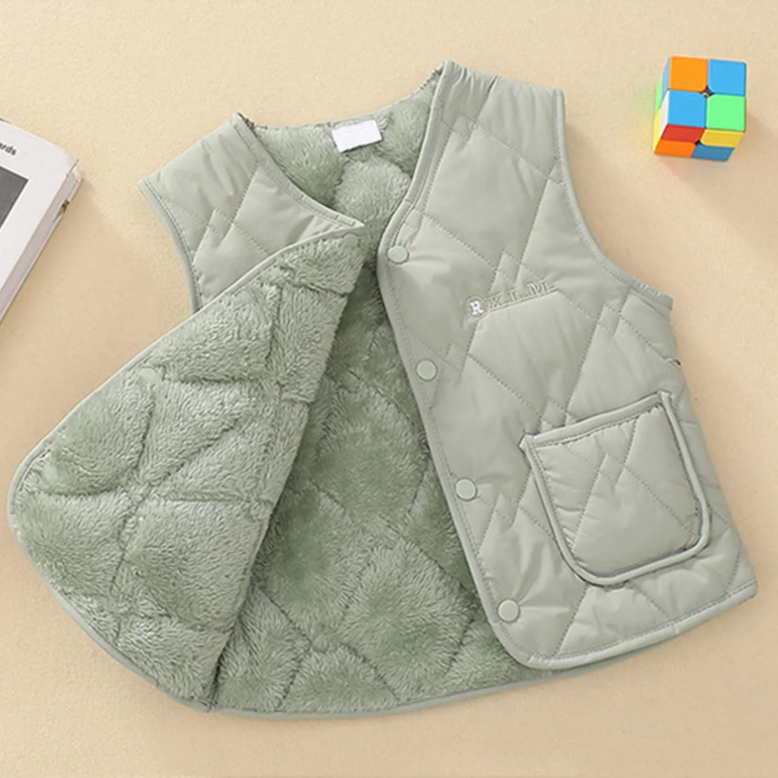 Жилет стьобаний дитячий однотонний, фото №4