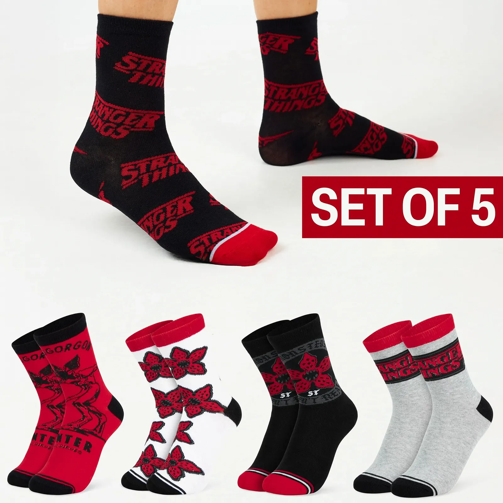 Носки Stranger Things, смешные, для женщин и подростков, набор 5 пар - Размер 35-41, красочные, хлопковые, подарок для женщин, фото №4