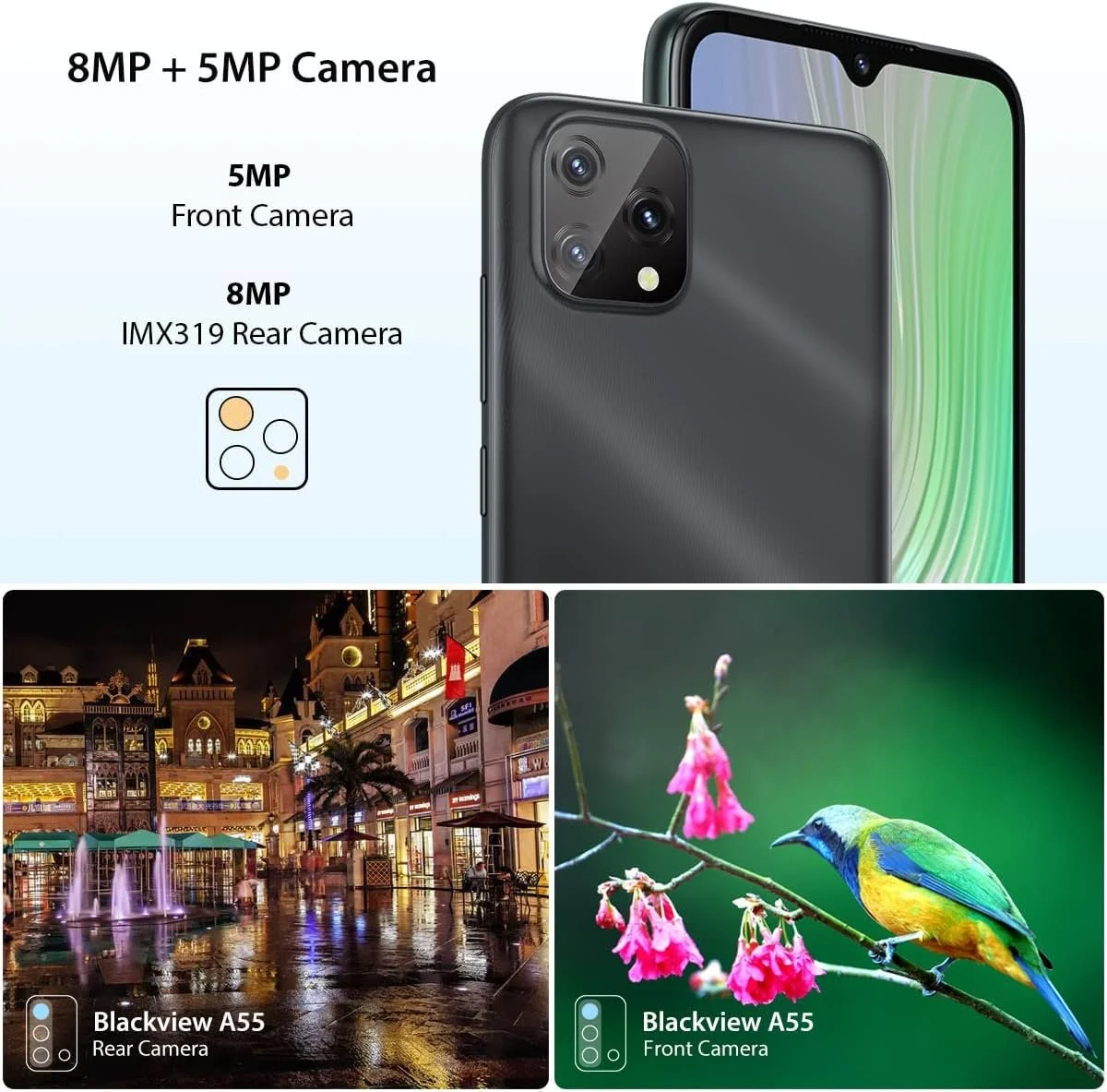Смартфон 6.53" Blackview A55 3/16Gb 4G 2-SIM 8/5Мп Android 11 Phantom Black, фото №6 Смартфон 6.53" Blackview A55 3/16Gb 4G 2-SIM 8/5Мп Android 11 Phantom Black, фото №6
