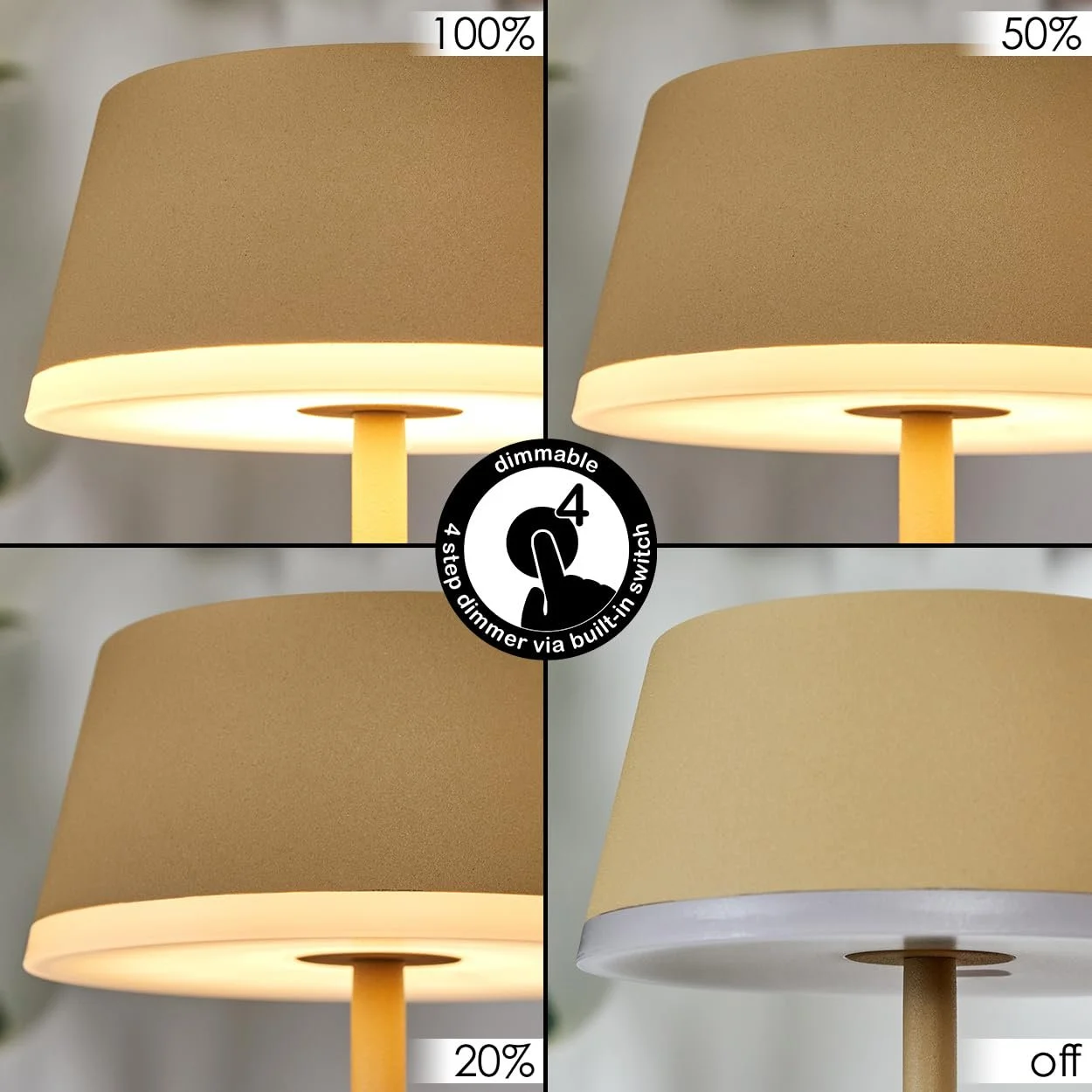 Настільна лампа LED HOFSTEIN Romdrup Набір з 2 шт. Метал/Пластик USB-C Акумулятор IP44 Пісочний/Білий, фото №3