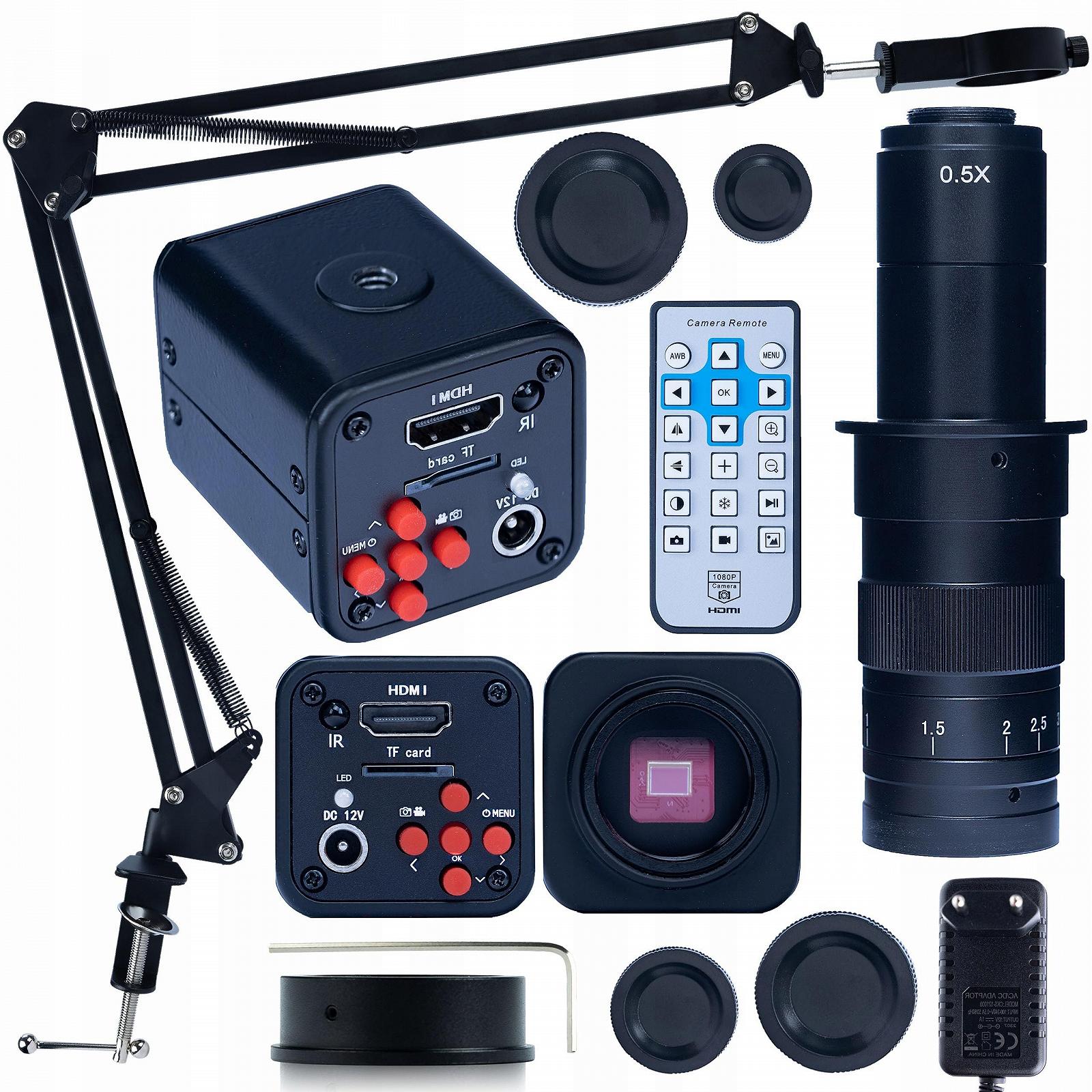 Цифровая микроскопная камера Rosfix Set Norma Black PRO с объективом 180x C-Mount и регулируемым рычагом | HDMI 1080P, 16 МП, 4K фото, фото №1