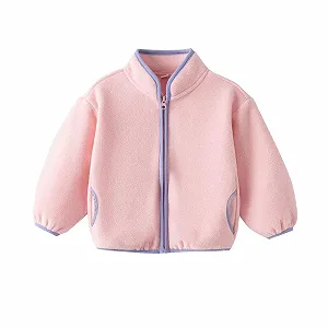 Зимняя куртка Флисовая куртка для девочек Детское зимнее пальто Теплая плюшевая куртка Уличная куртка Флисовые куртки со стоячим воротником Пушистая флисовая куртка Повседневная уютная куртка Мягкая плюшевая куртка для детей - Фото 1