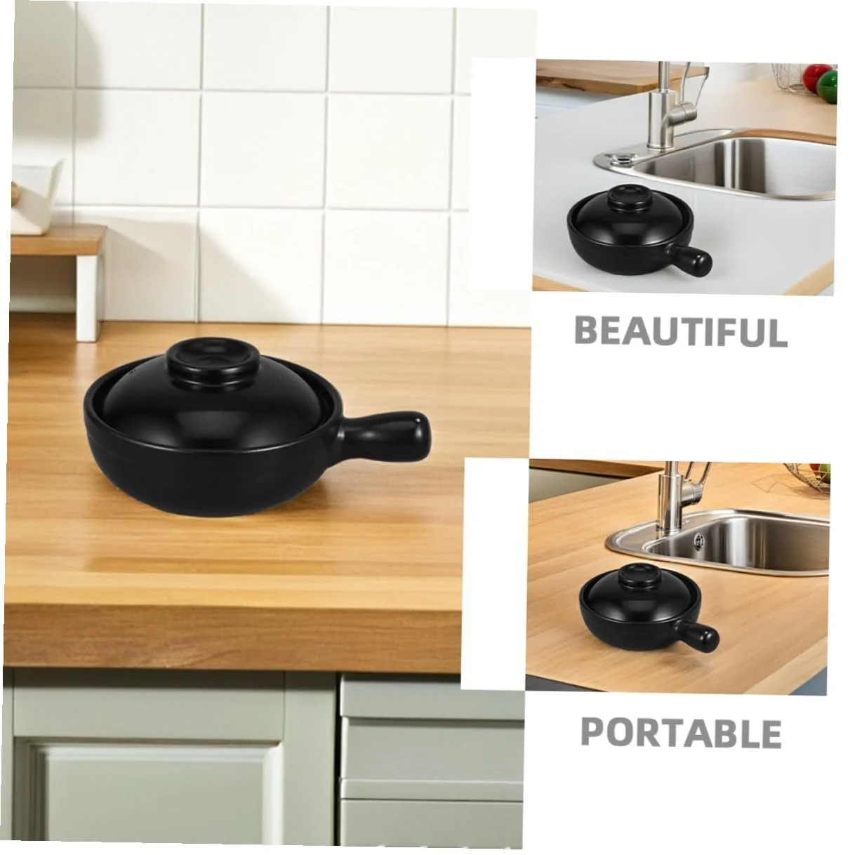 Кастрюля керамическая Терракотовая с крышкой, фото №7