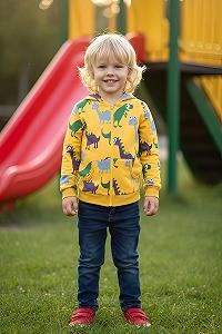 Толстовка для мальчиков Alleen с длинными рукавами, хлопковая детская толстовка с динозавром, куртка с капюшоном и молнией synthetic.ua - Фото 1