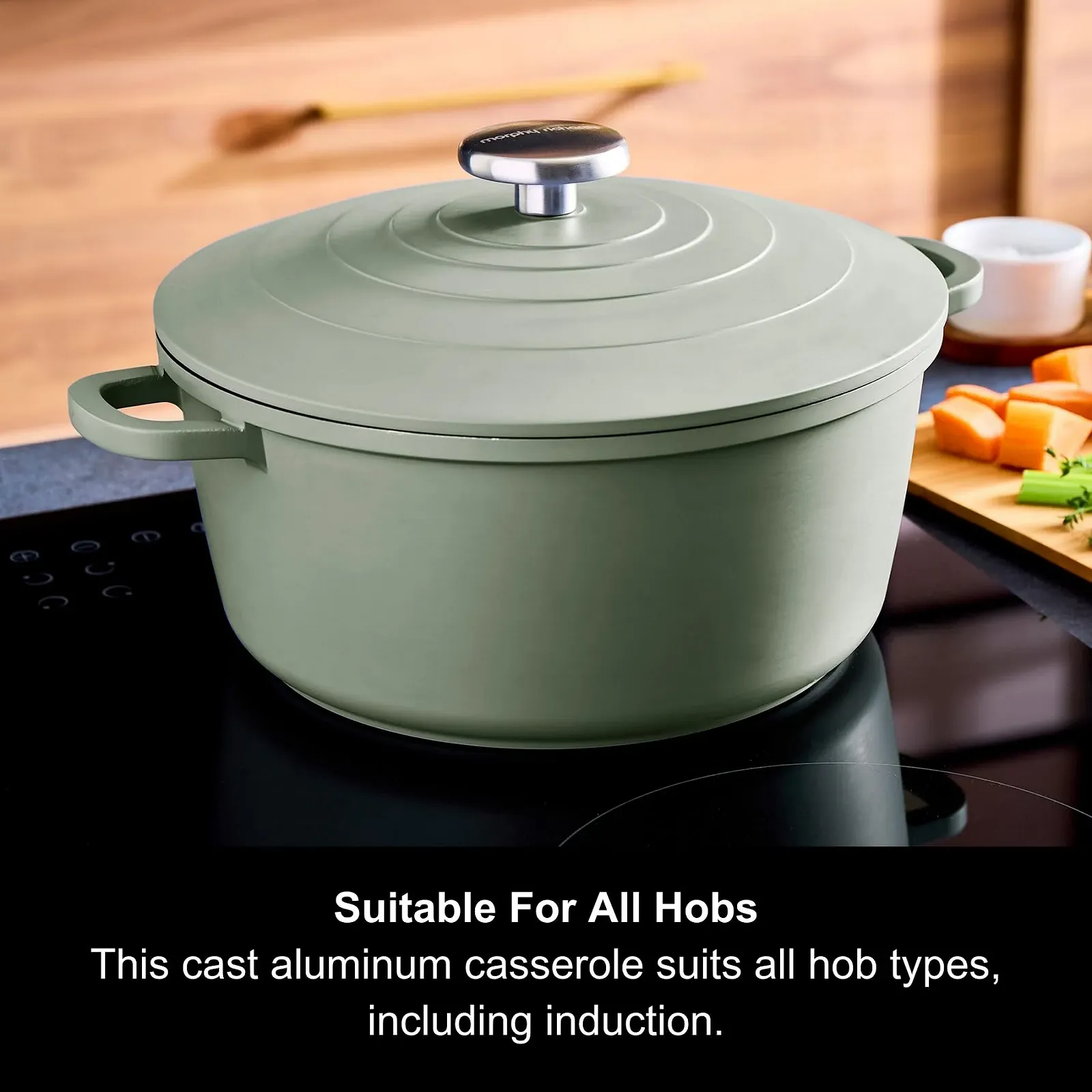 Каструля Morphy Richards 851251 24 см Алюмінієва з антипригарним покриттям Зелена, фото №7 Каструля Morphy Richards 851251 24 см Алюмінієва з антипригарним покриттям Зелена, фото №7