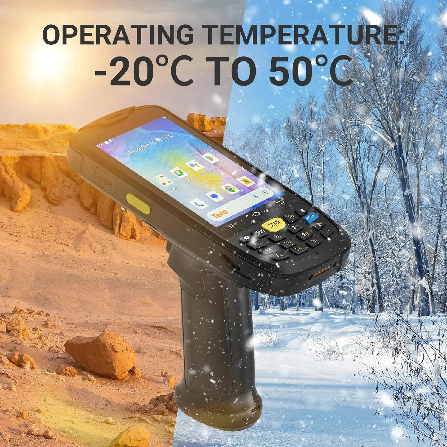 Смартфон cканер штрих-кодів Tera P160 3/32 ГБ 4G 1 SIM Android 10 Чорний, фото №3 Смартфон cканер штрих-кодів Tera P160 3/32 ГБ 4G 1 SIM Android 10 Чорний, фото №3