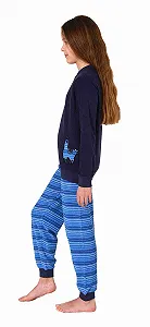 Пижама Normann махровая для девочек, с длинными рукавами, манжетами и милым звериным мотивом synthetic.ua - Фото 1