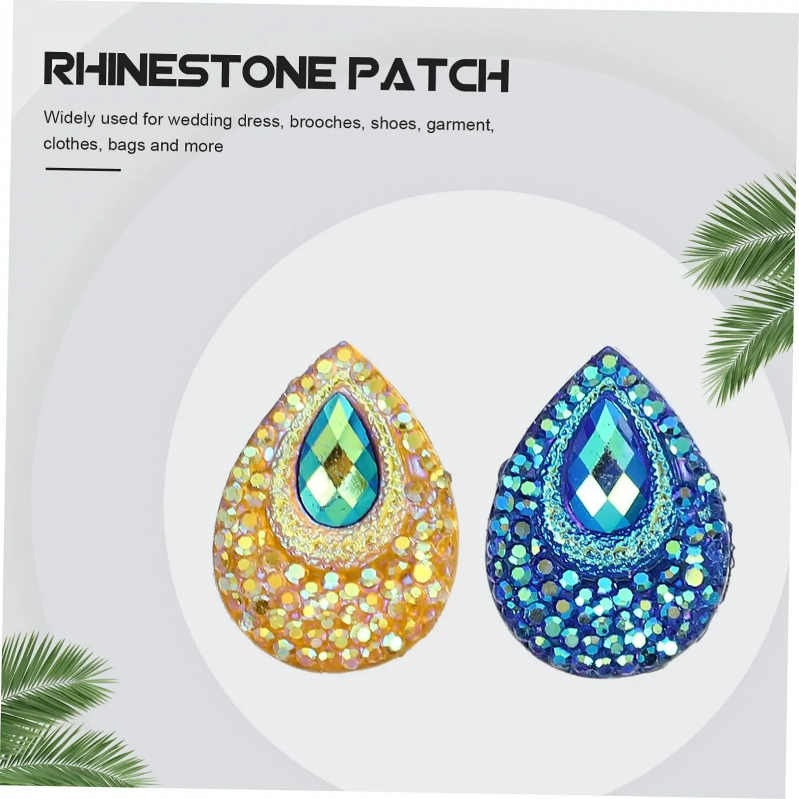 Стразы Капля воды Смола 18x13мм Желтый Голубой 100 шт., фото №3