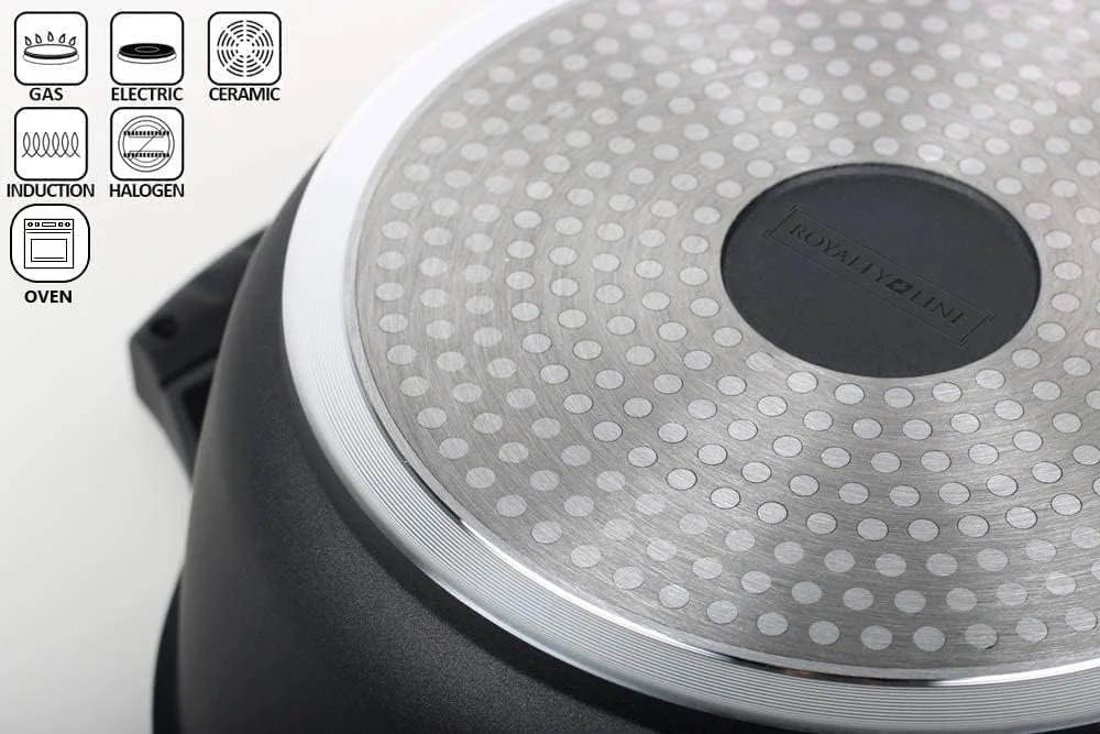 Кастрюля Royalty Line RL-AD24M высокая, антипригарная, со стеклянной крышкой, для индукции, черная, 7 л, 24 см, фото №2