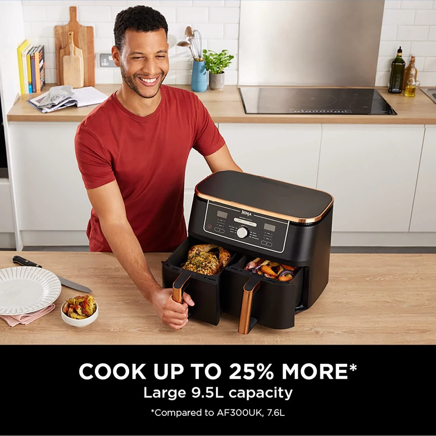 Мультипіч Ninja Foodi MAX Dual Zone Air Fryer 9.5 л 6-в-1 Щипці, фото №3 Мультипіч Ninja Foodi MAX Dual Zone Air Fryer 9.5 л 6-в-1 Щипці, фото №3