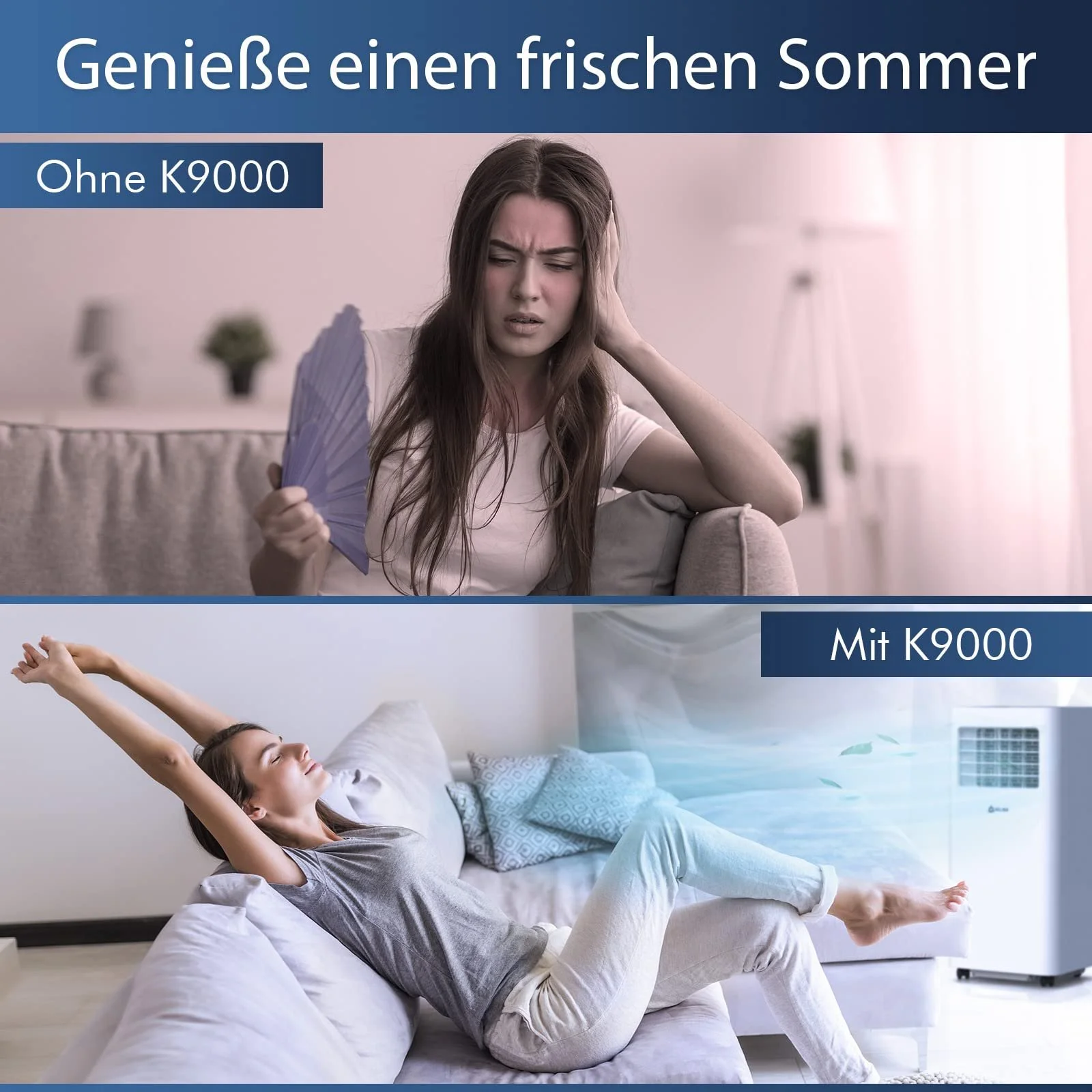 Мобільний кондиціонер KLIM K9000 3-в-1 9000 BTU з функцією осушення та дистанційним керуванням, фото №2