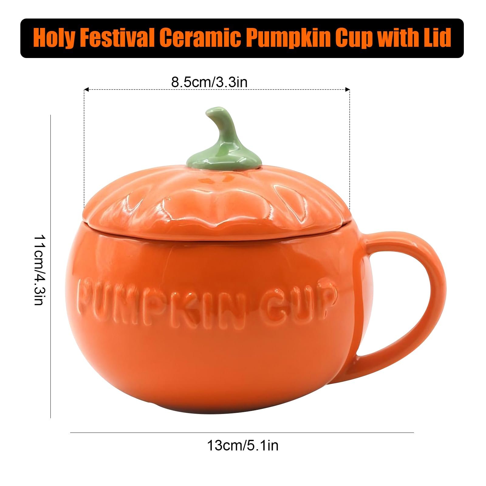 Кружка Керамическая Тыква 355 мл Оранжевый, фото №3