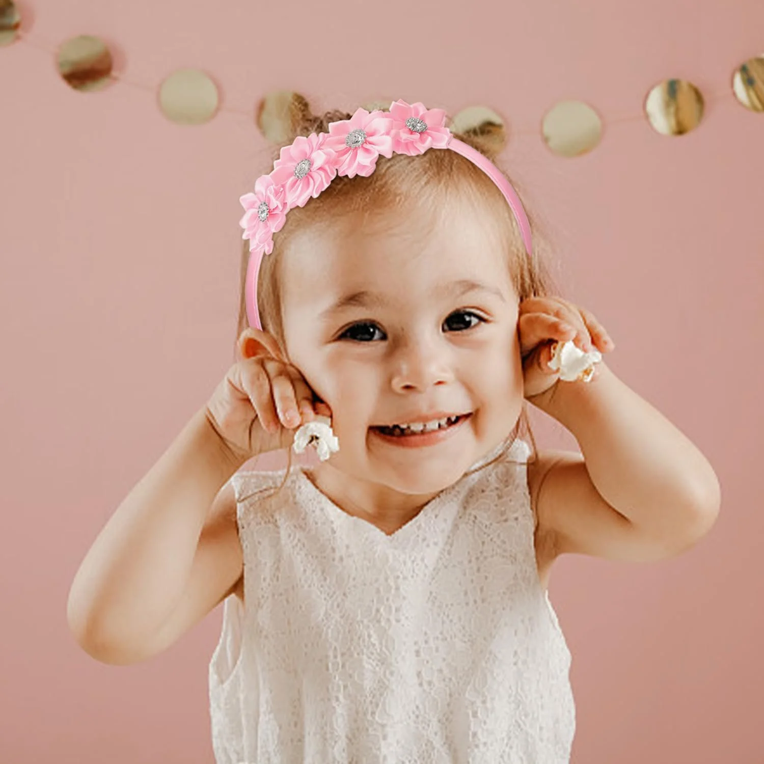 Обруч Квітковий з Діамантами Дитячий Атласний, фото №6