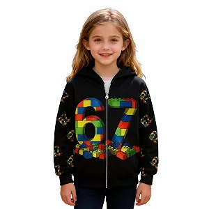 Толстовка на молнии Generisch для девочек и мальчиков, повседневная куртка с капюшоном, толстовка с длинными рукавами и молнией, цифровой принт 6 7 для 3-12 лет - Фото 1