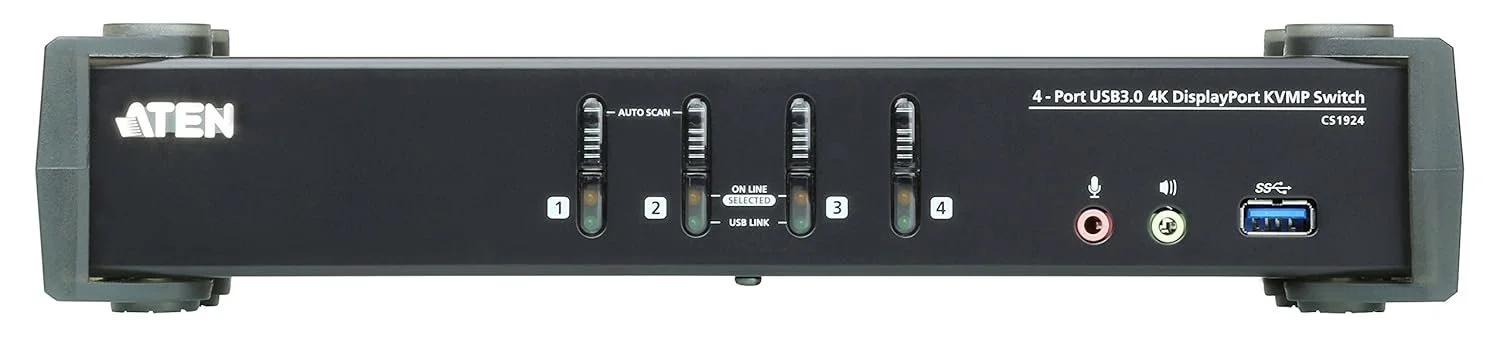 KVM-переключатель ATEN CS1924 с USB-хабом / 4-портовый / USB 3.0 / 4K DisplayPort / KVMP Switch / Черный, фото №2