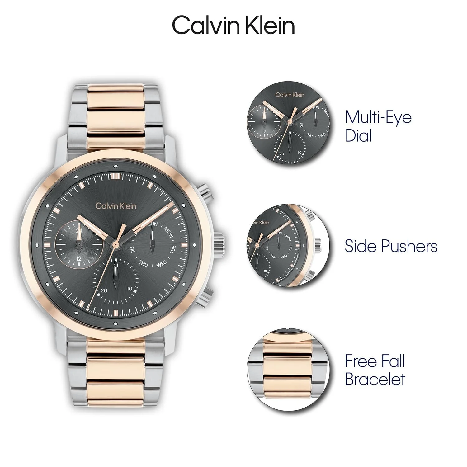 Кварцевые часы с несколькими циферблатами Calvin Klein Collection Gauge 25200493, фото №5 Кварцевые часы с несколькими циферблатами Calvin Klein Collection Gauge 25200493, фото №5