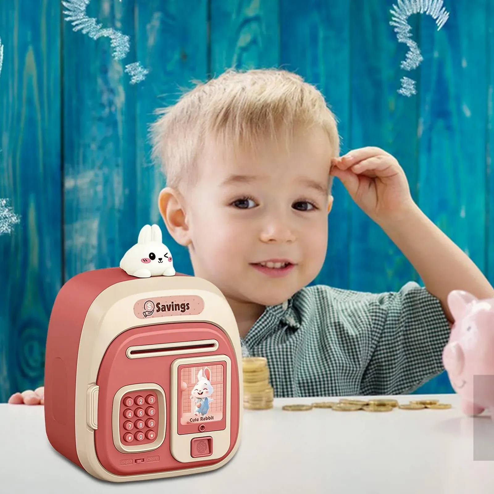 Скарбничка Smart з автоматичним купюроприймачем та відбитком пальця звукові ефекти, фото №3