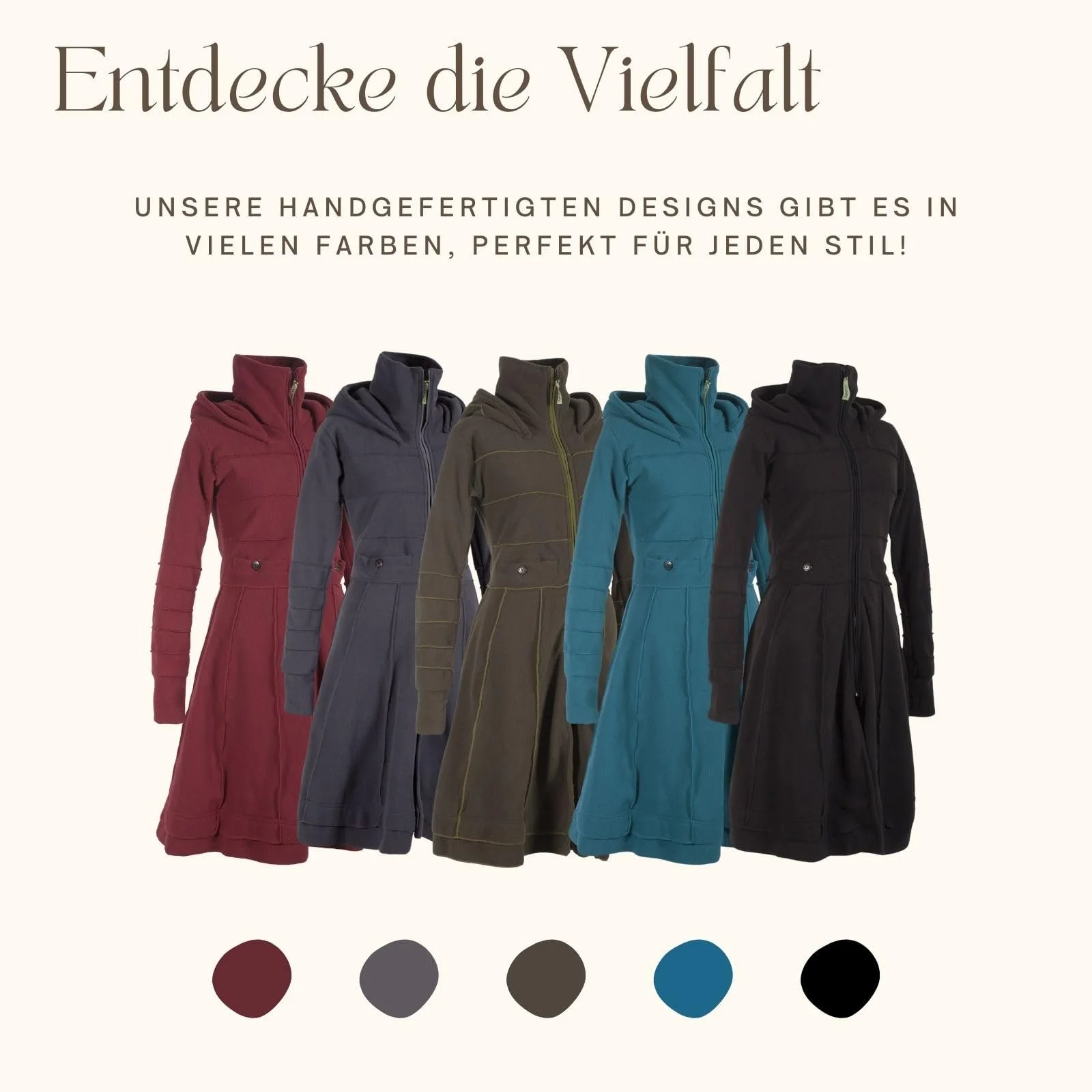 Пальто из длинного флиса Vishes с капюшоном и воротником-стойкой, ручной работы из 100% полиэстера, фото №5 Пальто из длинного флиса Vishes с капюшоном и воротником-стойкой, ручной работы из 100% полиэстера, фото №5