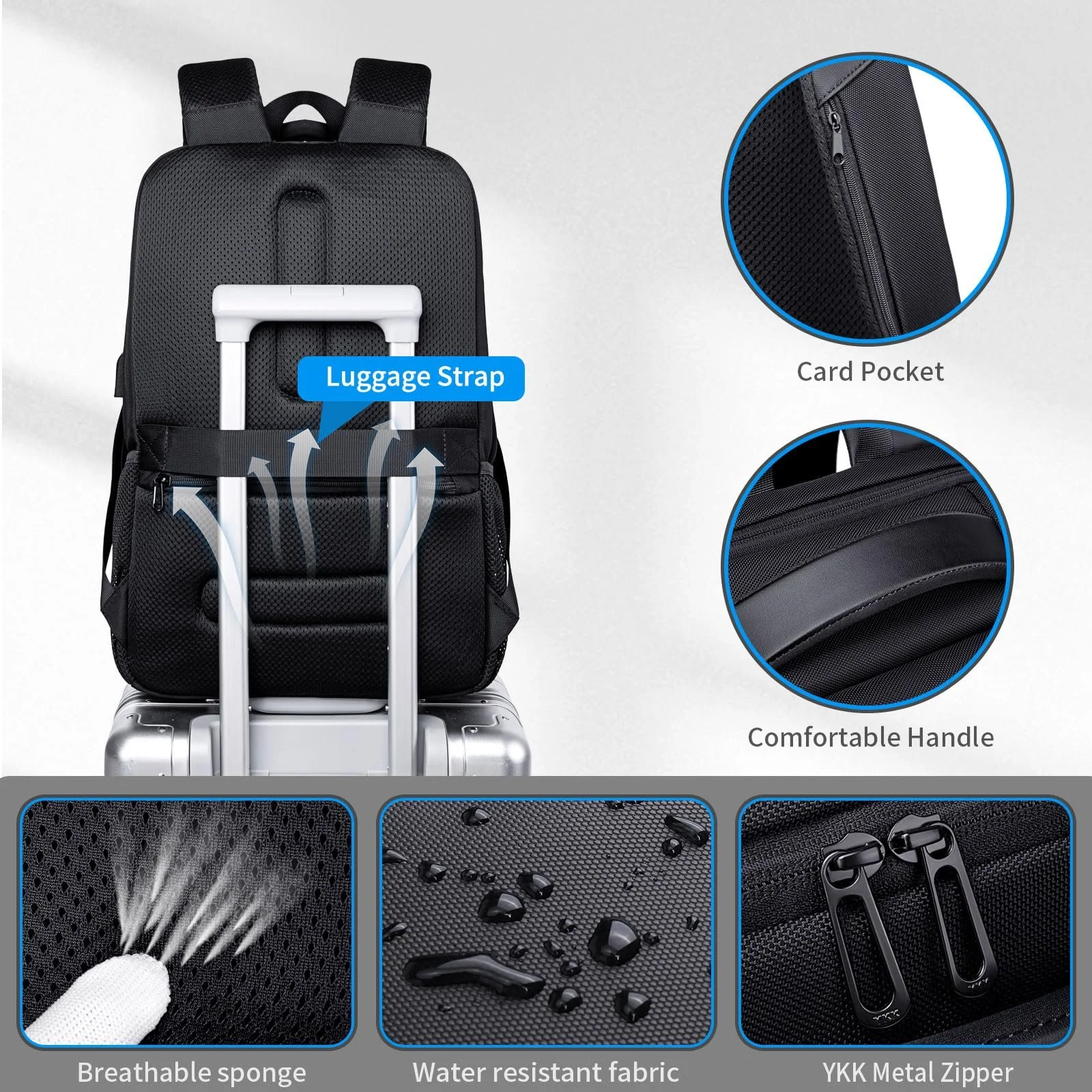 Рюкзак для ноутбука Large 17.3 дюйми USB Charging Port Anti Theft Black, фото №3 Рюкзак для ноутбука Large 17.3 дюйми USB Charging Port Anti Theft Black, фото №3