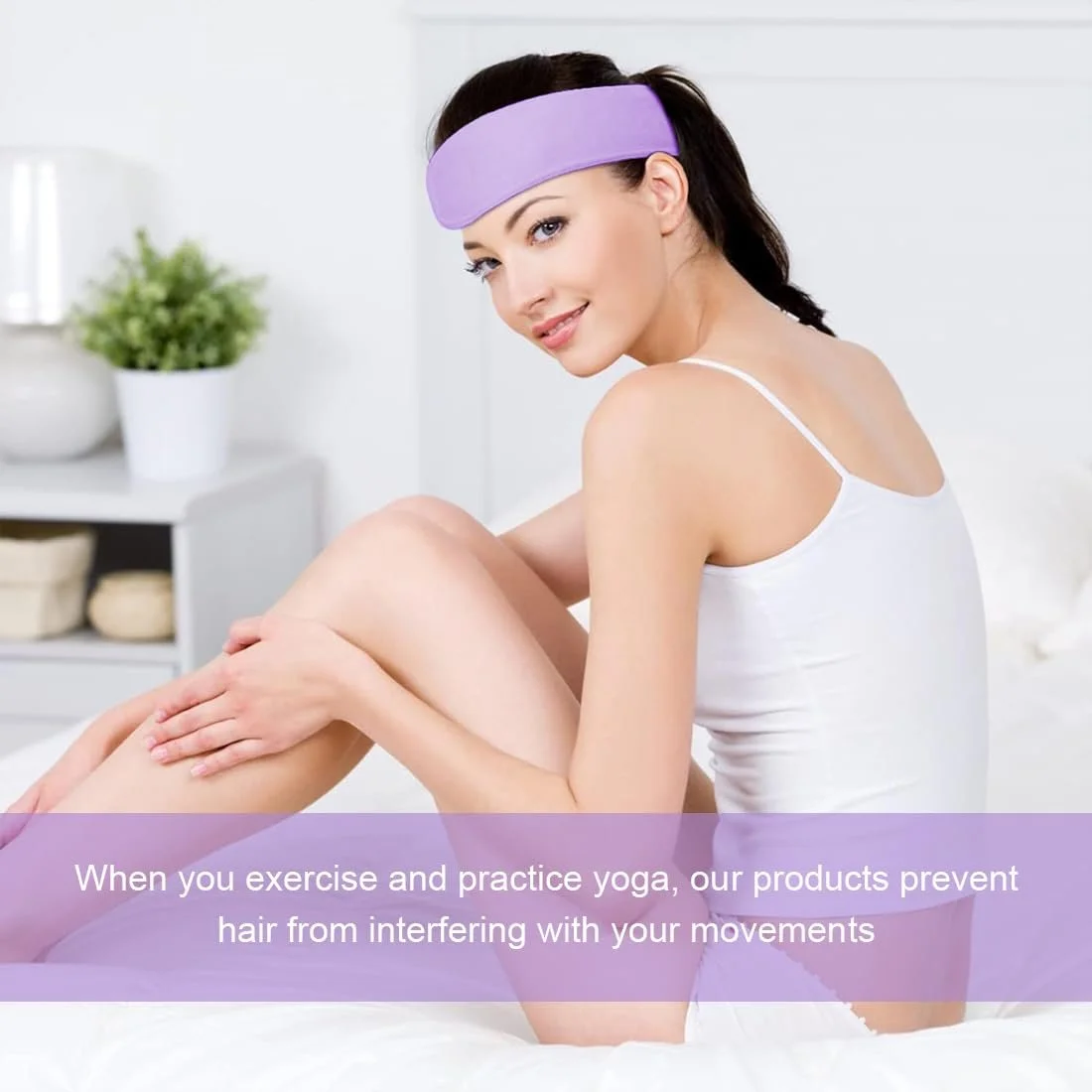 Набір косметичних пов'язок для волосся, 4 шт. Фіолетовий, рожевий, жовтий та блакитний, фото №6