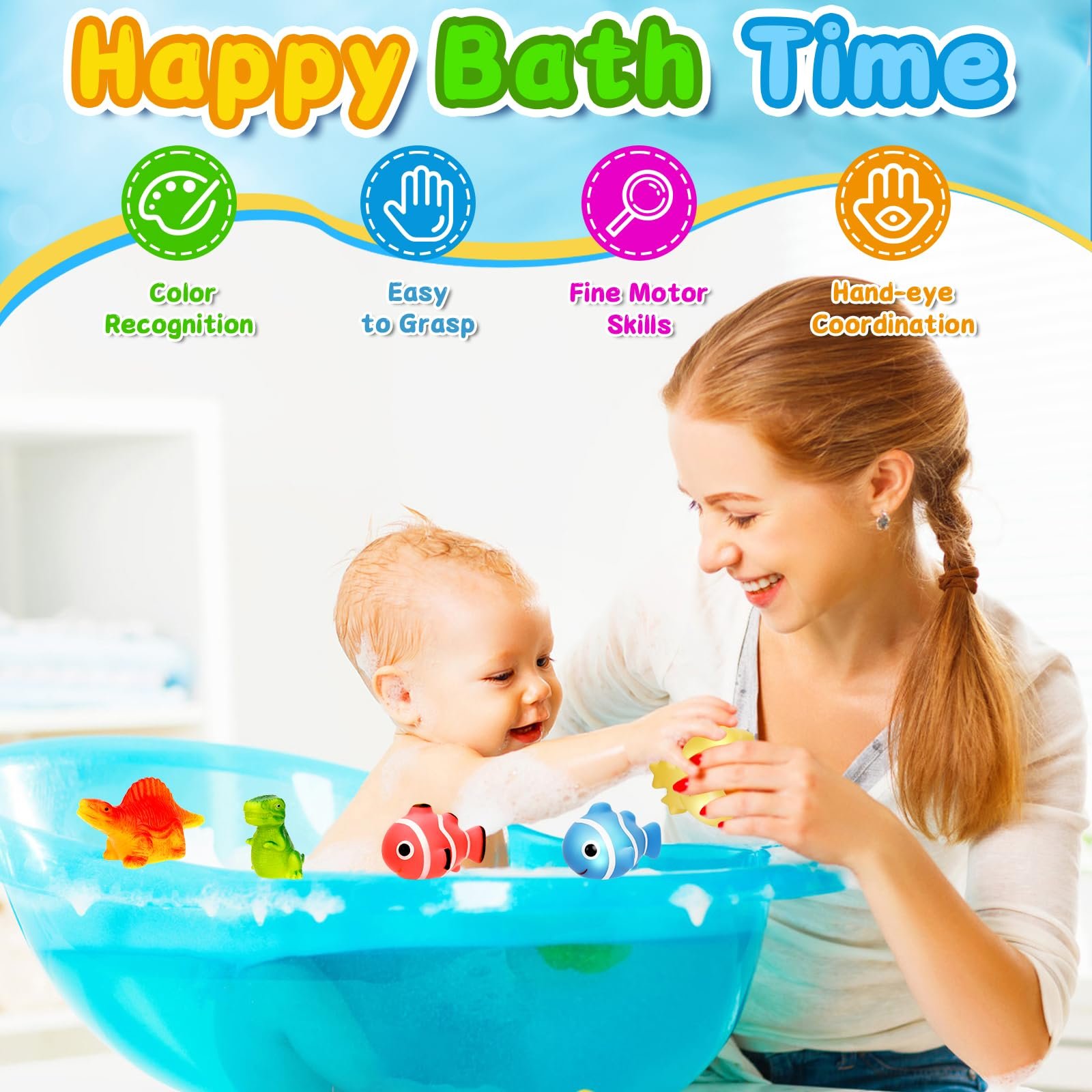 Іграшка для ванни Світлодіодна Тваринка, Набір 12 штук, фото №4