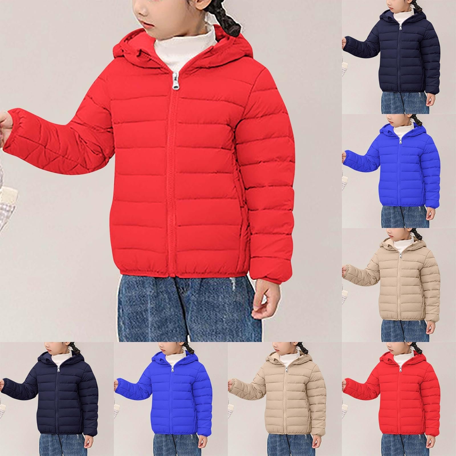 Куртка стеганая Ybing для девочек, легкая тонкая пуховая куртка с капюшоном, однотонная зимняя куртка на молнии с капюшоном, модная переходная куртка, куртка для активного отдыха, фото №2
