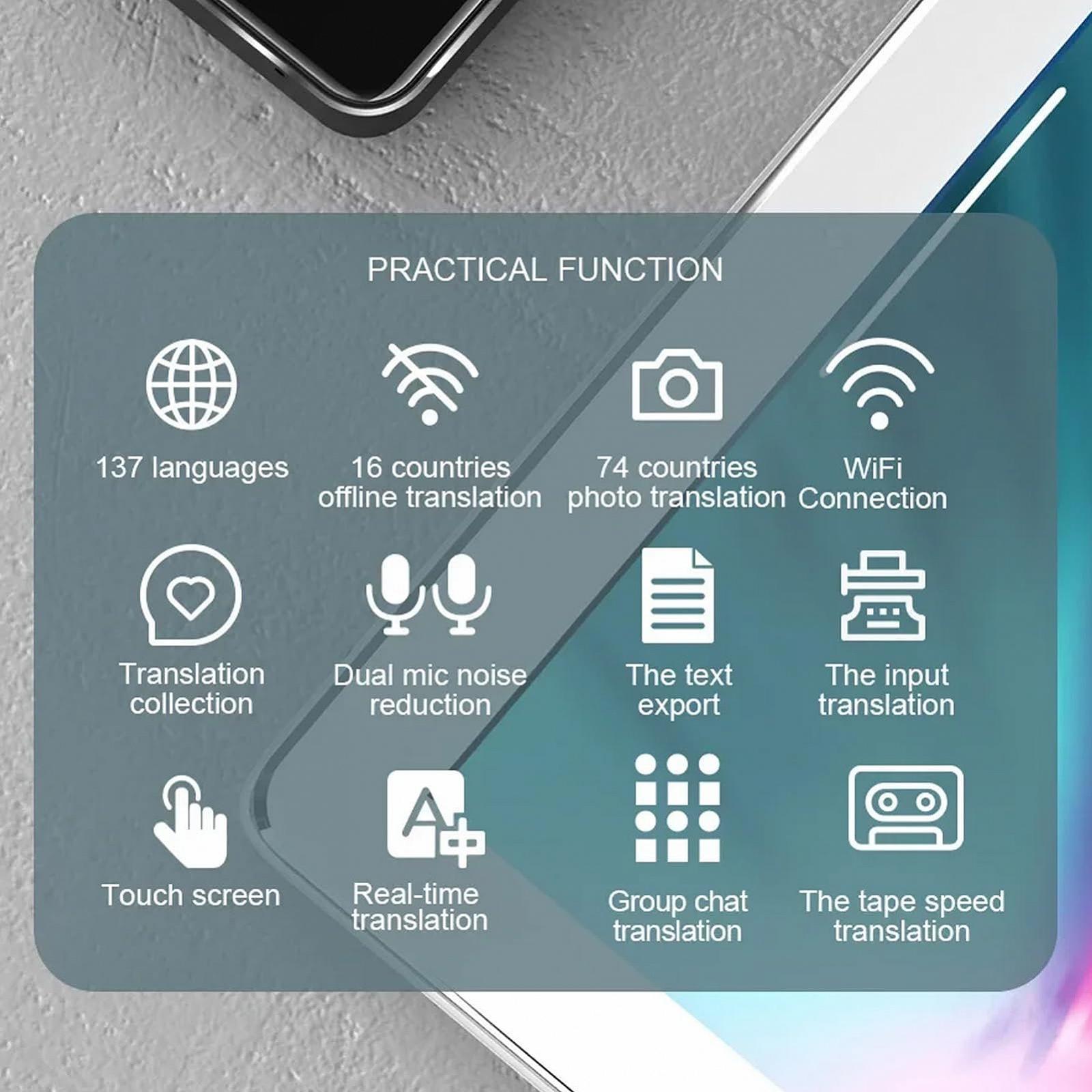Устройство голосового перевода AI для 137 оффлайн языков, 13 онлайн языков, 43 фотоперевода для путешествий, бизнеса и обучения, фото №2 Устройство голосового перевода AI для 137 оффлайн языков, 13 онлайн языков, 43 фотоперевода для путешествий, бизнеса и обучения, фото №2