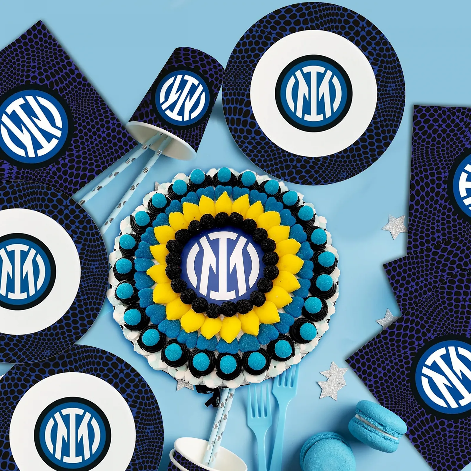 Набір для дня народження Чорний Синій для 8 осіб Тематична вечірка Футбол, фото №3