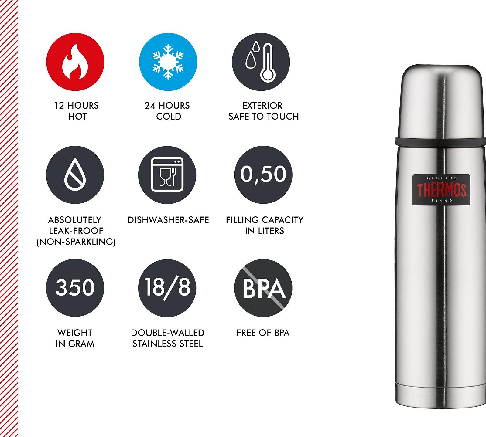 Термос Thermos Light and Compact 4019.205.050 0.5 л Матова нержавіюча сталь, фото №5 Термос Thermos Light and Compact 4019.205.050 0.5 л Матова нержавіюча сталь, фото №5