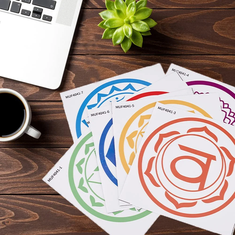 Наклейки на стіну FINGERINSPIRE Сім чакр 14 шт. 17 см Круглі Водостійкі Самоклейні, фото №7 Наклейки на стіну FINGERINSPIRE Сім чакр 14 шт. 17 см Круглі Водостійкі Самоклейні, фото №7