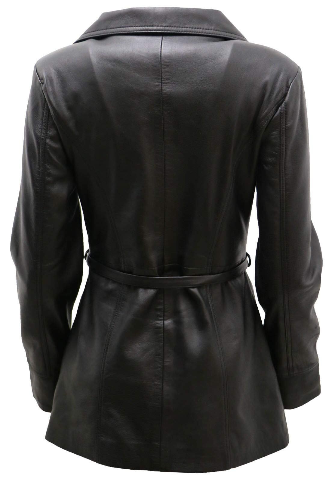 Кожаная куртка Infinity Leather Женская Черный Коричневый Рыжий Наппа Кожа Длинная Куртка Циклиста с Поясом, фото №4