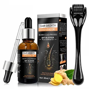 Сироватка Набір для росту волосся Derma Roller 0,5 мм, Імбирний набір для росту волосся - Фото 1