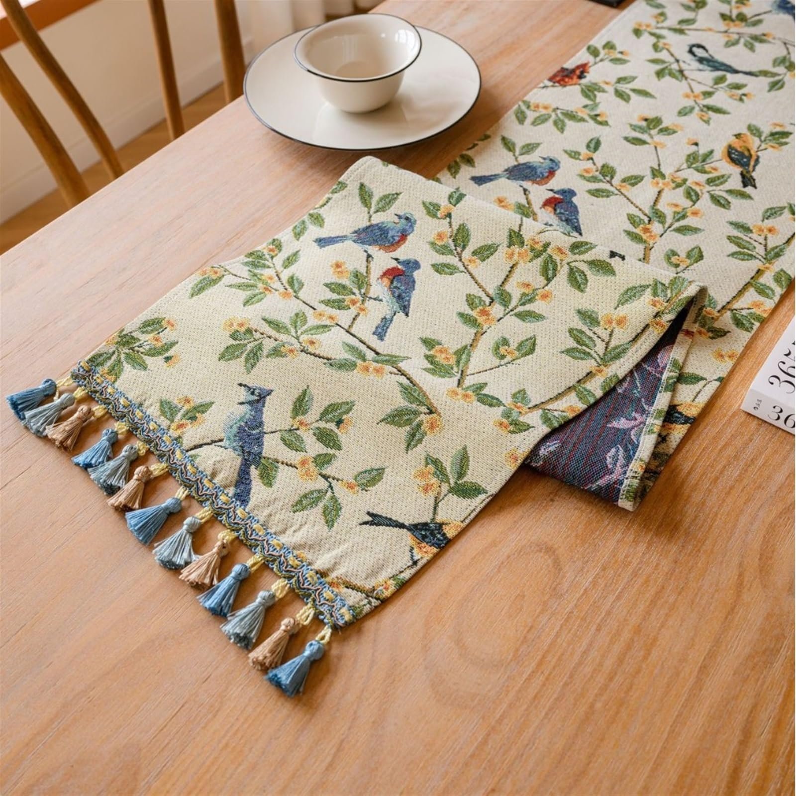 Настільна доріжка Oriole Jacquard Birds and Green Leaves 33 x 240 см Бежевий/Різнокольоровий, фото №4