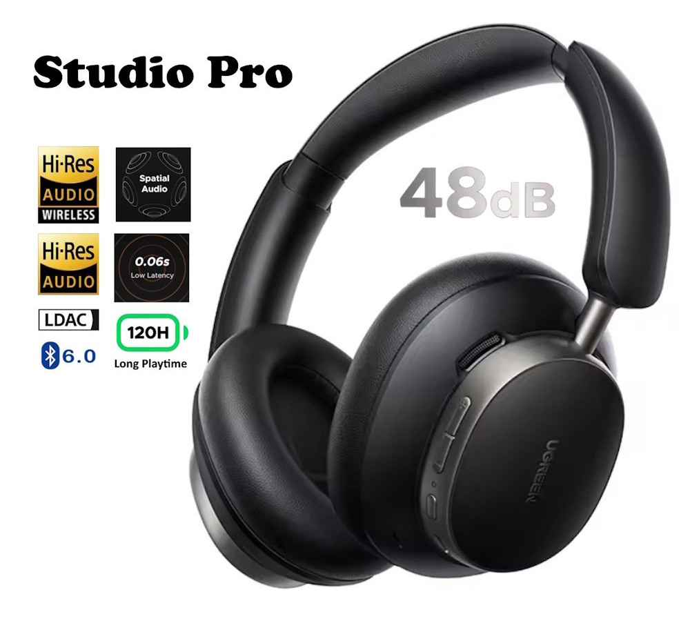 Наушники Ugreen Studio Pro Hi-Res LDAC ANC BT6.0 120h Multipoint Black, фото №1 Наушники Ugreen Studio Pro Hi-Res LDAC ANC BT6.0 120h Multipoint Black, фото №1