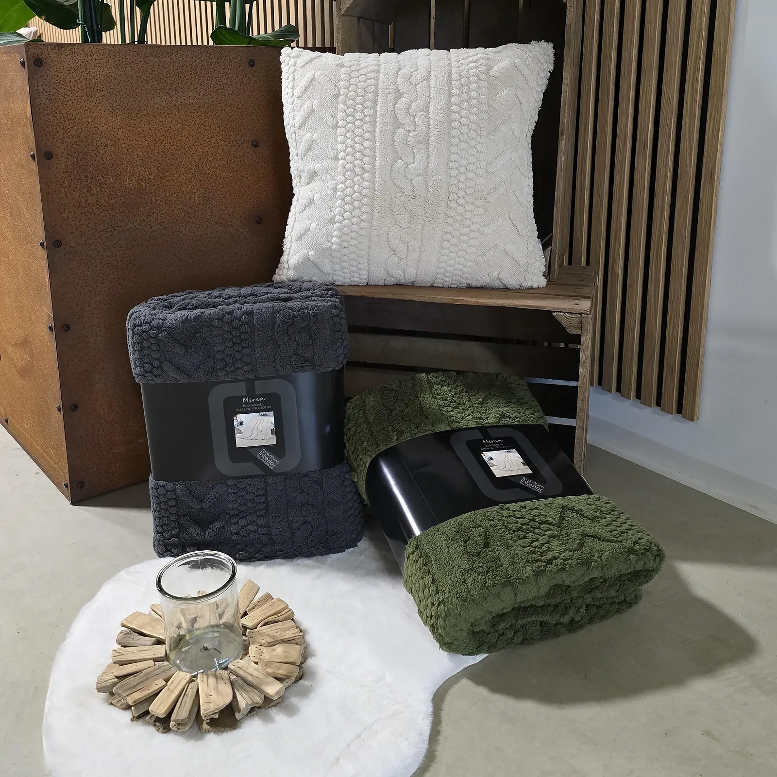 Покривало В'язане Quantum Interior by Maxland Пряжа XXL М'яке Бежевий, приблизно 150 x 200 см, фото №6