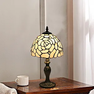 Настільна лампа Tiffany Ретро Вінтажна Візерунок Золота Троянда Вітражне скло LED synthetic.ua - Фото 1
