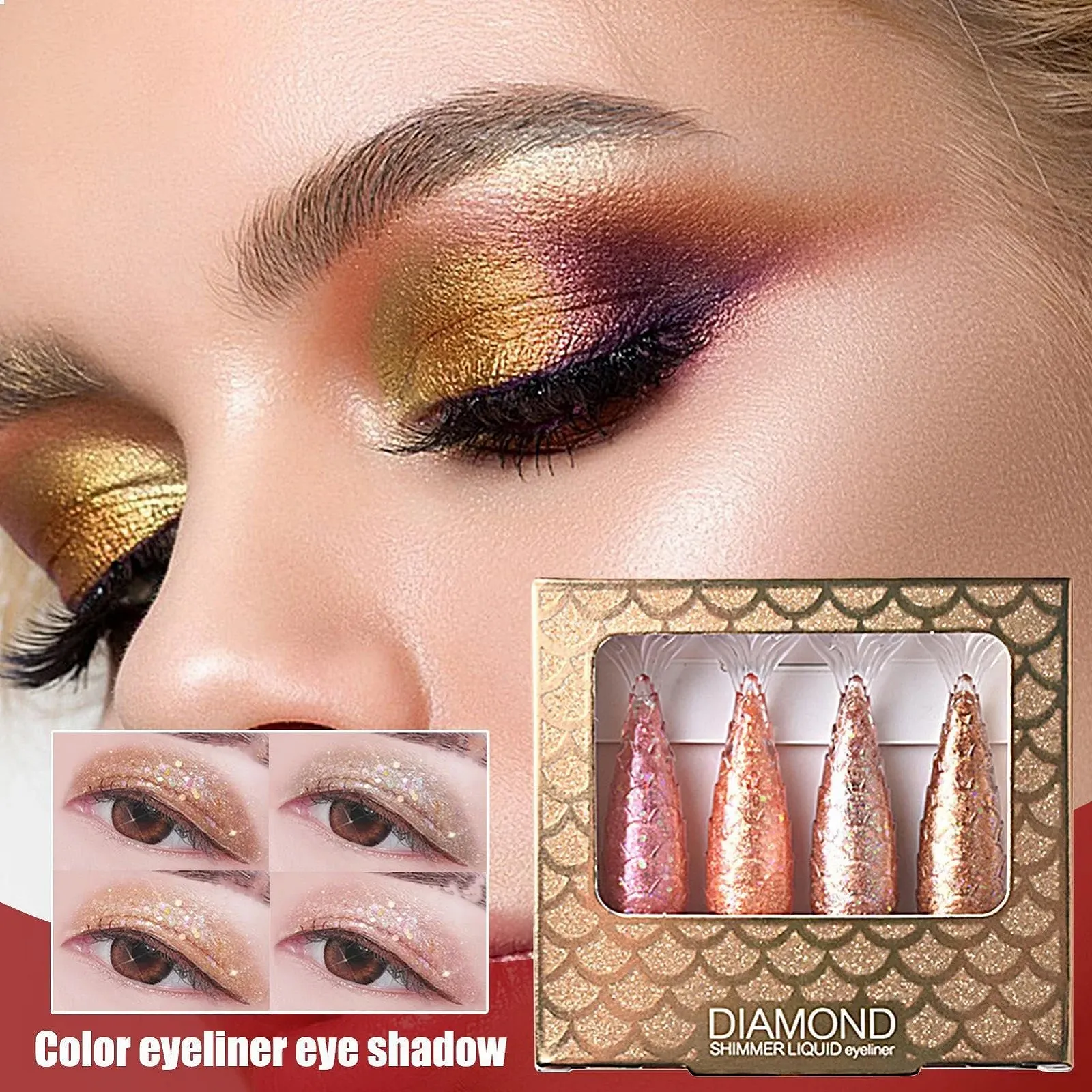 Карандаш для глаз Glänzende, с блестками, 4 цвета, фото №2