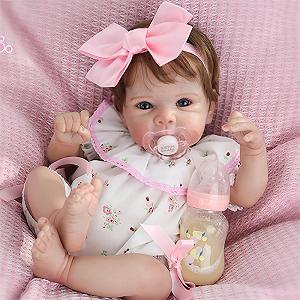 Лялька MAIHAO Reborn Дівчинка 45,72 см Вінілове тіло Відкриті очі - Фото 1
