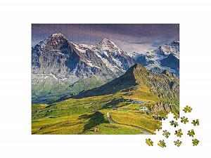 Пазл puzzleYOU "Альпийская панорама с вершинами Юнгфрау, Мёнх, северной стеной Эйгера и Мэннлихеном, Швейцария" 500 элементов synthetic.ua - Фото 1